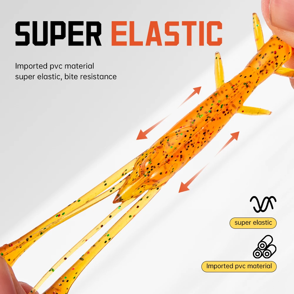 Soloking-cebo Artificial suave UV de alta calidad, 7,6 cm, alta elasticidad, para insectos, Craw, camarones, gusanos, señuelo para pesca de lubina y Lucio - imagen 4