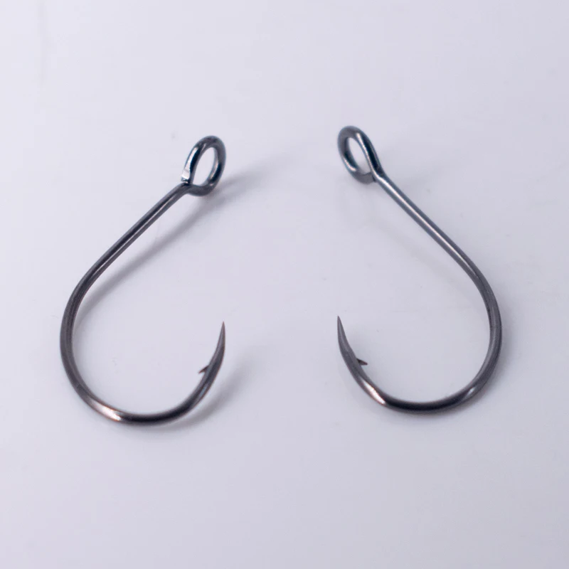 Anzuelos de pesca circulares con ojos grandes, anzuelos de púas, de acero al carbono, uso en ríos, lagos para pico, pescado mandarín 12-1 #, 50 unids/lote - imagen 3