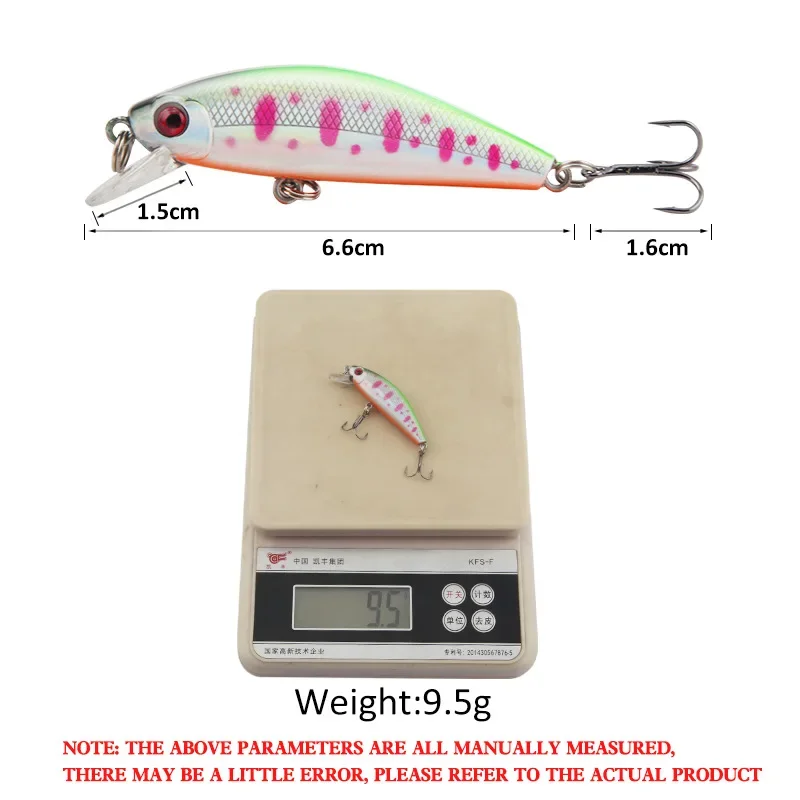 Señuelo de Pesca Minnow de 66mm y 9,5g, cebo duro que se hunde, Wobbler Jig, Crankbait, carpa, lubina, aparejos de Pesca SwimBait - imagen 5