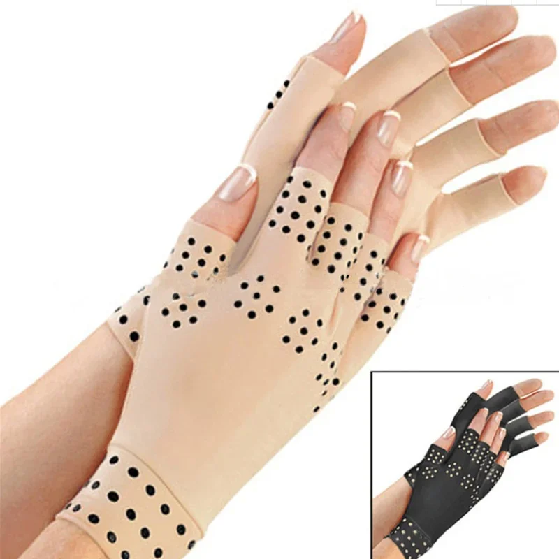 Guantes magnéticos antideslizantes para terapia, Manoplas sin dedos para alivio del dolor de artritis, recuperación de articulaciones, soportes para el cuidado de la salud, entrenamiento deportivo, 1 par - imagen 3