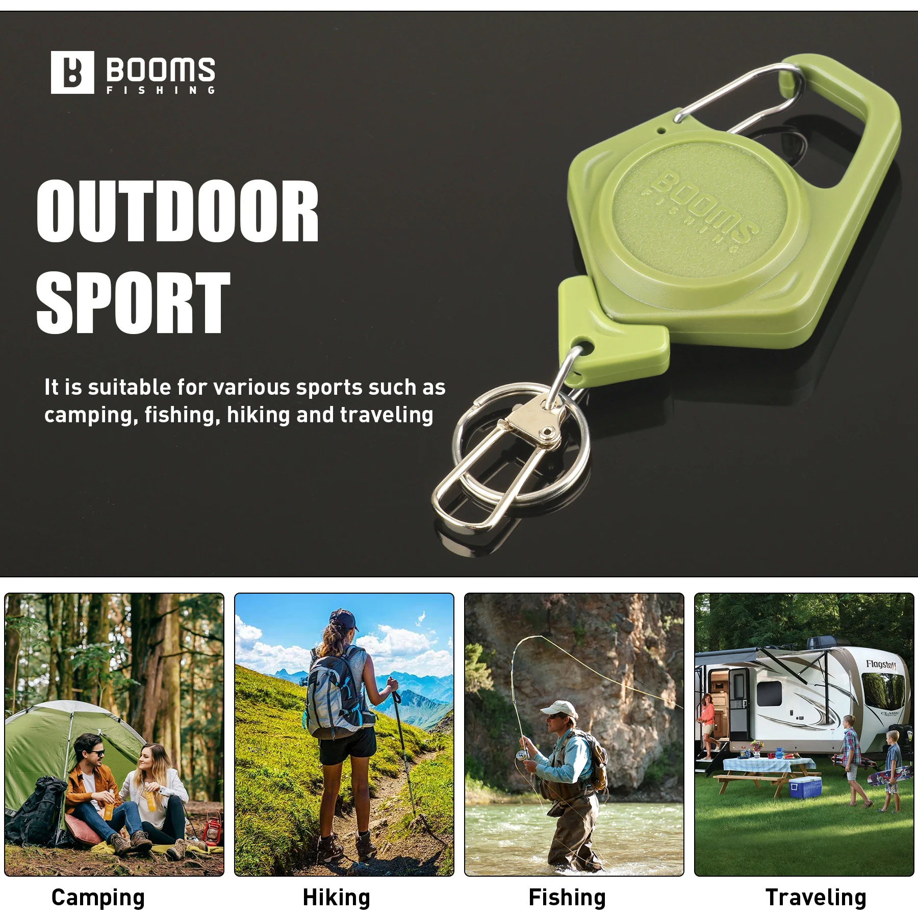 Booms Fishing XW80 3 uds herramientas Retractoras de pesca con mosca Extractor Keeper llavero retráctil insignia titular aparejos cajas Accesorios - imagen 5