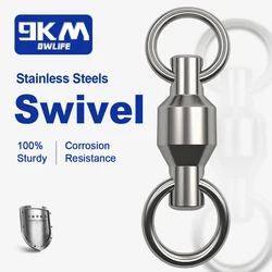 9KM rodamiento de bolas giratorio anillo sólido pesca giratorios conector de agua salada acero inoxidable al por mayor