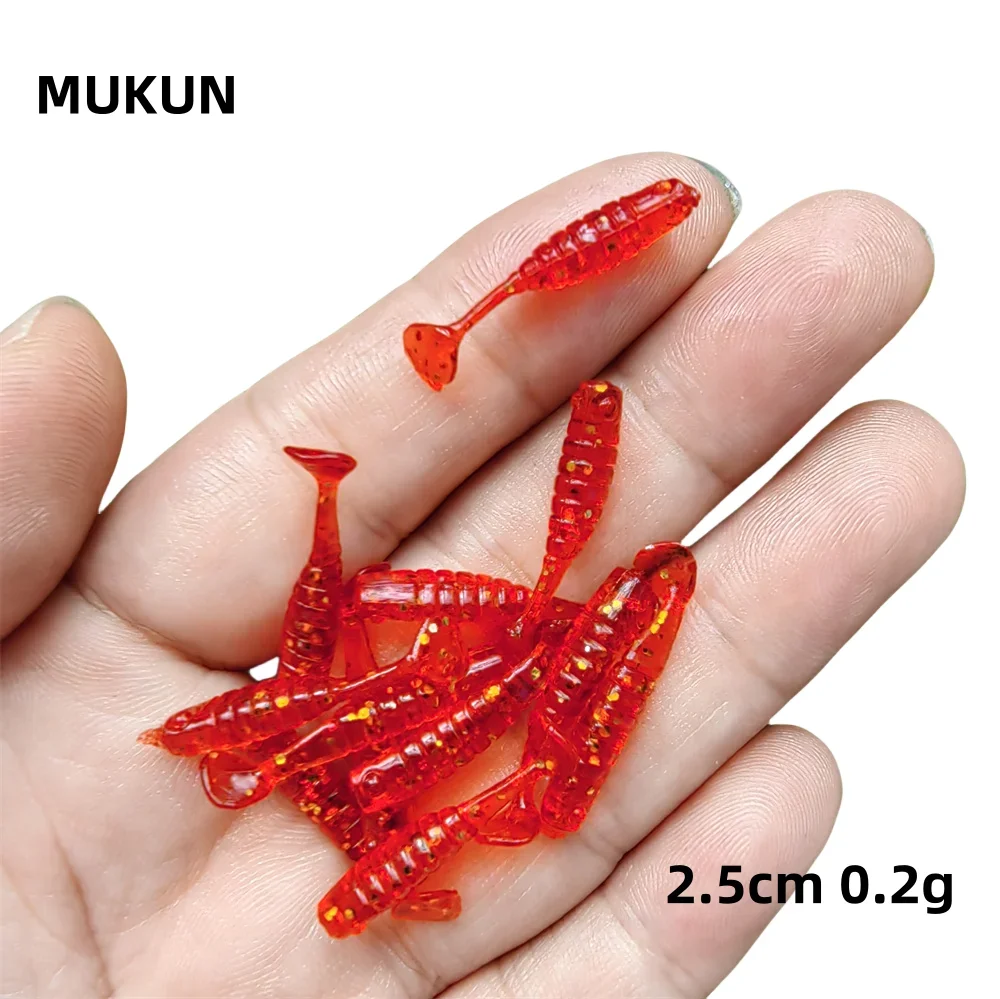 MUKUN 10 Uds cola de paleta de pesca cebo suave dwim jig mini pequeño pez cebo de pesca 2,5 cm/0,2g multicolor - imagen 2