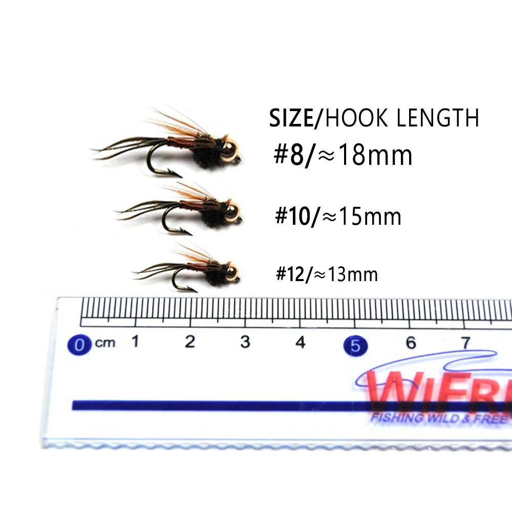 Wifreo-SEÑUELOS DE pesca con mosca de piedra, 10 piezas, 8, 10, 12, cobre, John Fly, cabeza de latón, ninfas, trucha - imagen 2