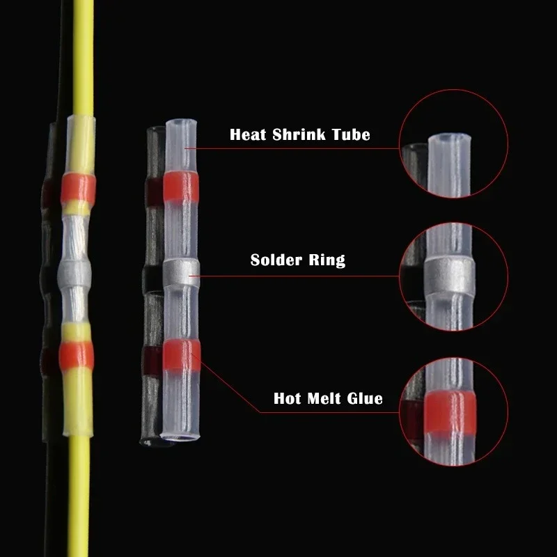 Kit de conectores de Cable de sellado de soldadura, terminales de engarzado a tope termorretráctiles, conector de empalme de Cable eléctrico impermeable, 10 ~ 500 Uds. - imagen 4