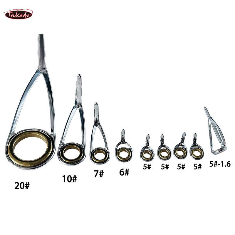 TAKEDO TN20 9 Uds guías de caña de pescar juegos de ojos anillos de cerámica de acero inoxidable Kit de reparación de caña accesorios de repuesto giratorios - imagen 3