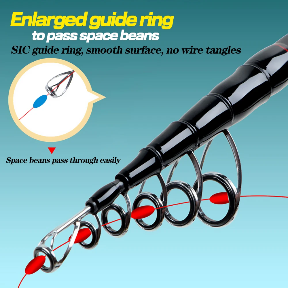 Cañas de pescar telescópicas de pulpo, caña giratoria de carbono de 1,8 m, 2,1 m, 2,4 m, 2,7 m, 3,0 m, caña de pescar para lubina, Lucio, calamar, barco, cebo de pesca de 8-18g - imagen 3