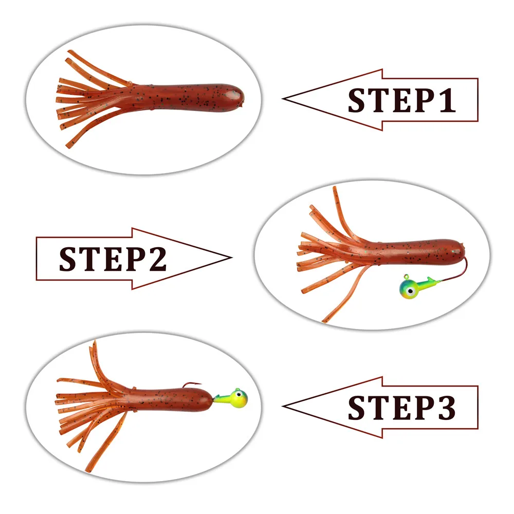 10 uds/20 piezas Uds 9cm tubo de plástico suave cebos Crappie señuelo tubo Jig cabezas gusano Señuelos de pesca para lubina trucha aparejos de pesca - imagen 2