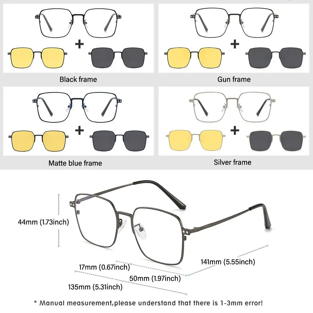 Gafas magnéticas para ordenador, gafas de visión nocturna antiluz azul polarizadas con Clip magnético, gafas de sol 3 en 1 - imagen 4