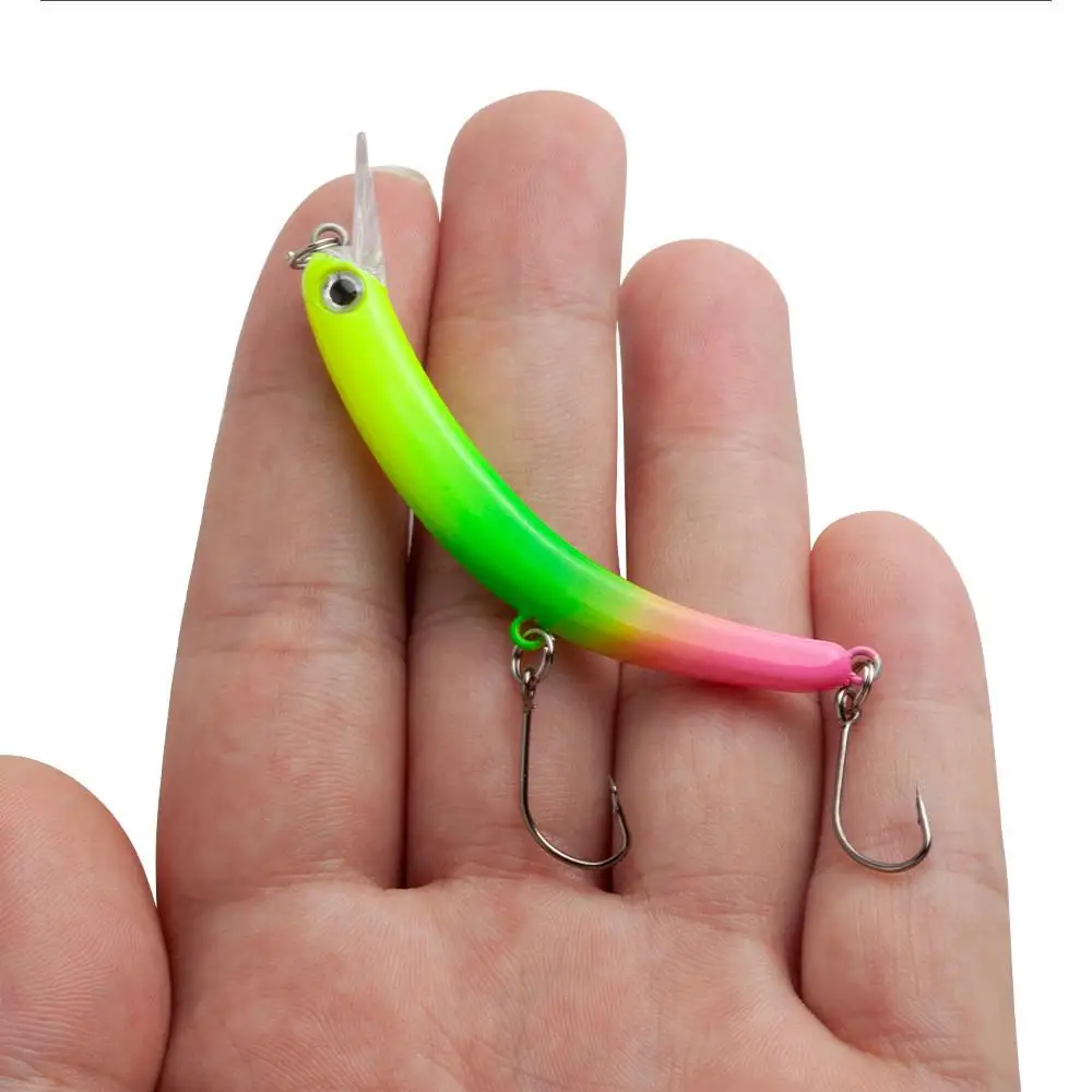 Señuelo de pececillo de pesca, 6,3 cm/3,5g, hundimiento lento, parte trasera curvada, doble gancho, cebo duro para lubina de agua dulce, cebo biomimético - imagen 5