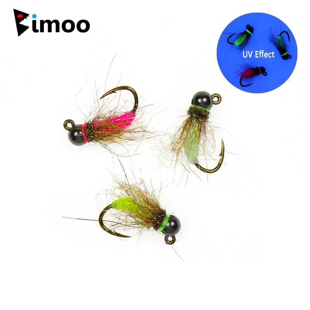 Bimoo 6PCS # 10 # 12 # 14 # 16 plantilla de púas cabeza de cuentas Jig Ninfa mosca hundimiento rápido húmedo Euro Ninfa mosca trucha Panfish Señuelos de pesca cebos - imagen 5