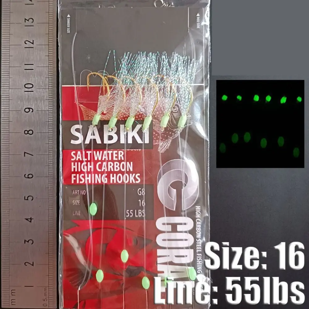 Pesca con púas, aparejos de Pesca Sabiki, luz noctilucente luminiscente, señuelo Lunker Sabiki, aparejos de Pesca de mar fuertes y duraderos