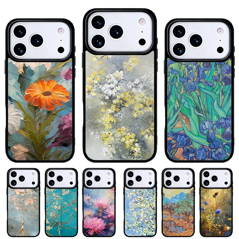 Funda floral Boho pintura al óleo para iPhone