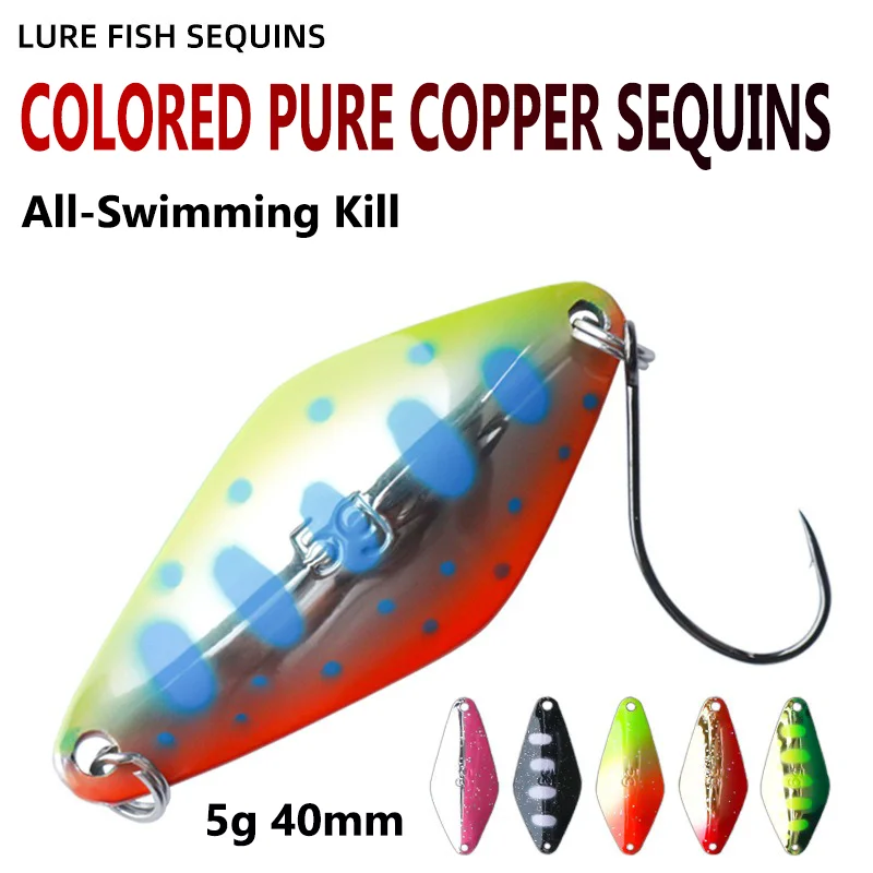 Señuelo Cuchara Spinner metal lentejuelas cobre para trucha y lubina - imagen 4