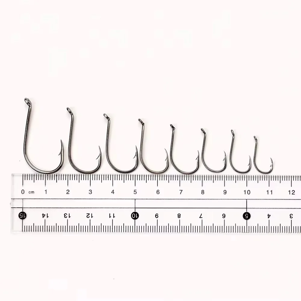 NGB 92553NL 50-100PCS Anzuelo de pesca de hierro inoxidable anillado 3/0 # -5 #   Anzuelo de pesca con púas afiladas de pulpo Baitholder - imagen 2