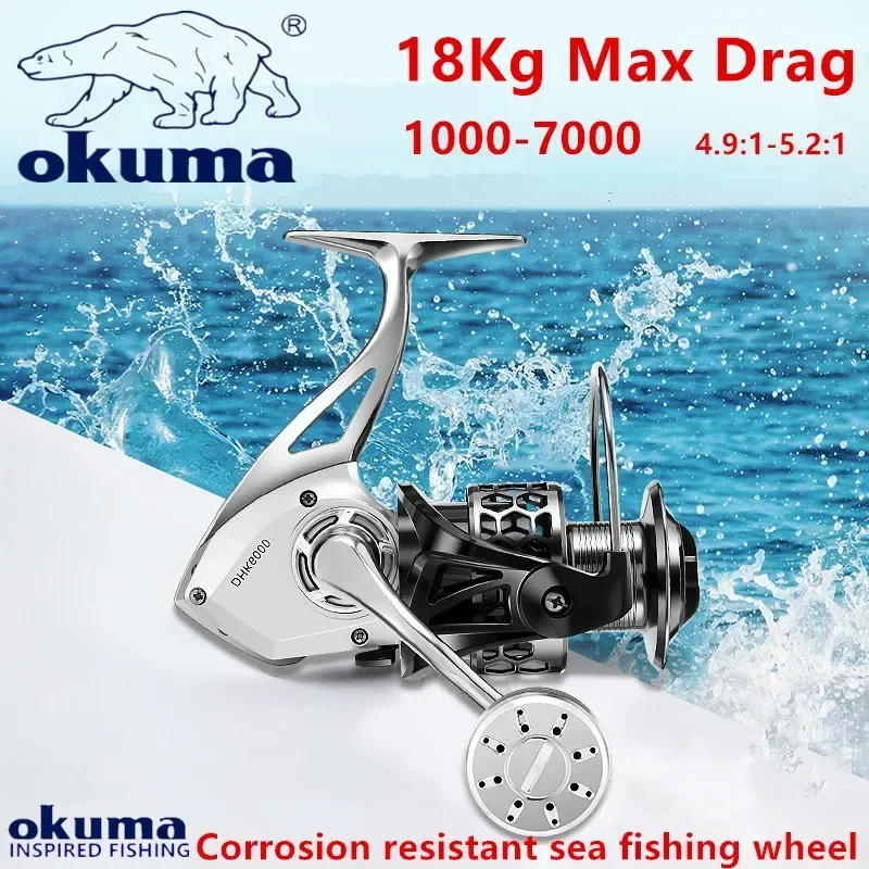Carrete de pesca Okuma 18Kg Max Drag14 + 1BB rueda giratoria carrete de sedal de pesca de mar 1000-7000 - imagen 3