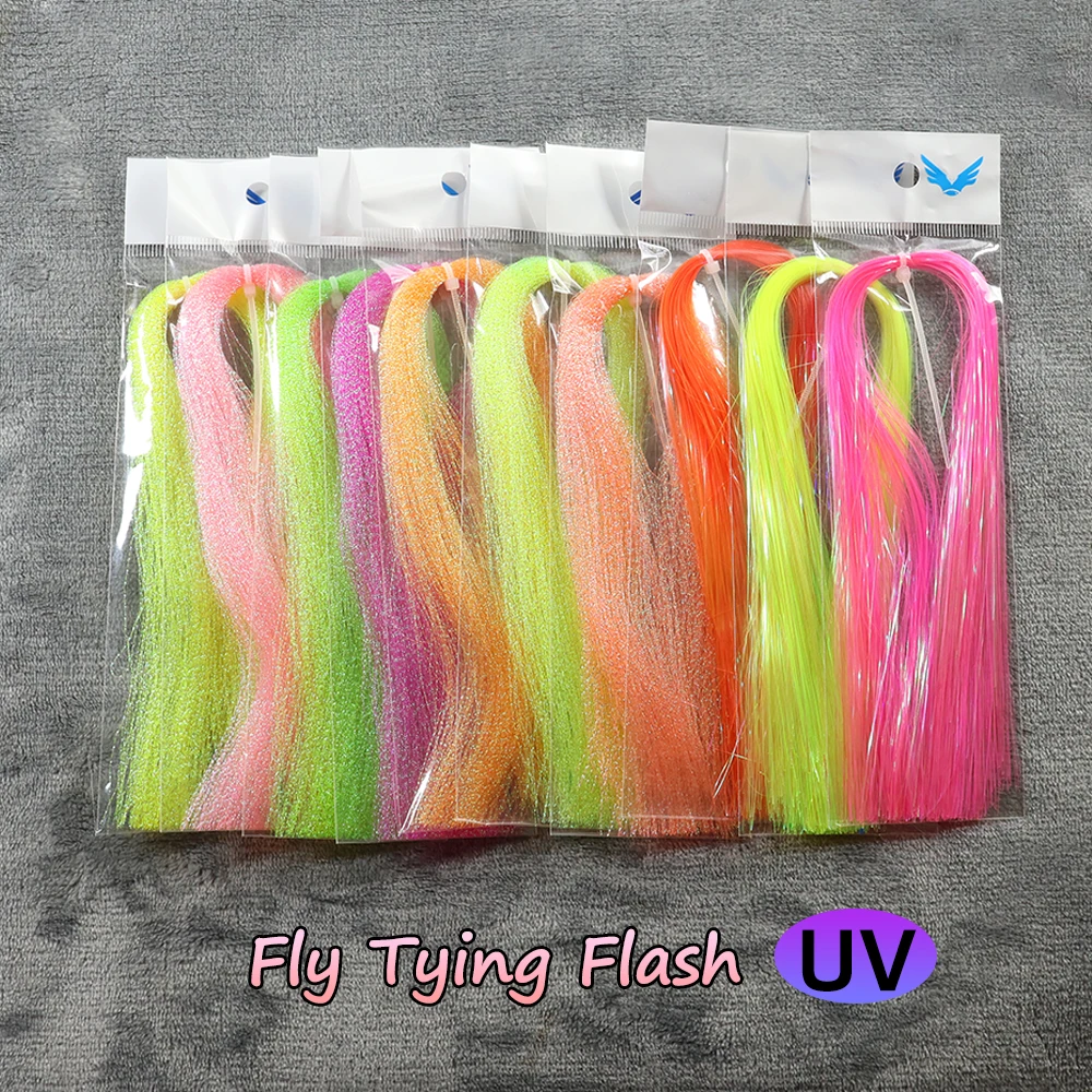 10 paquetes/juego de Material Flash para atar moscas, fluorescente, trenzado, holográfico y ala de hielo, oropel Flashabou, aparejo Sabiki, fabricación de ganchos de asistencia - imagen 2