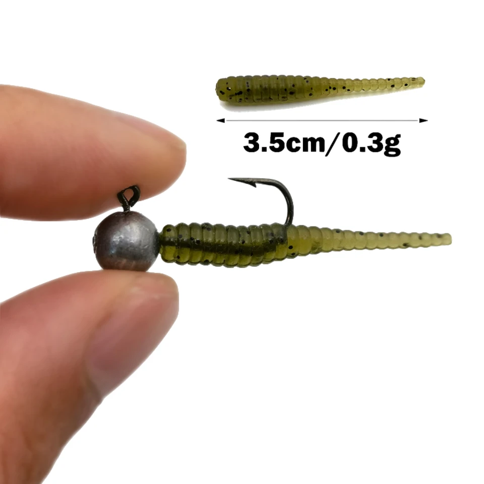 SWOLFY-señuelo suave de 30 piezas, cebo de silicona de 35mm y 0,3g, cola recta, pasador Swimbait, Wobblers, gusano, carpa, aparejos de pesca de roca - imagen 3