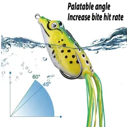 Señuelo de rana hueca Artificial, cebo de rana Ray con ganchos dobles, diseño realista, 10,5g, Topwater, ojos 3D, Lucio, Pesca al curricán