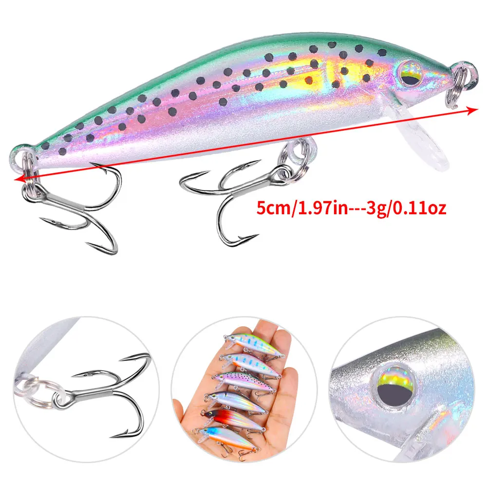 3g 5cm 1PC mini Minnow Wobblers Señuelos de Pesca trucha cebo duro Artificial Jerkbait Crankbait lubina perca trucha aparejos - imagen 5