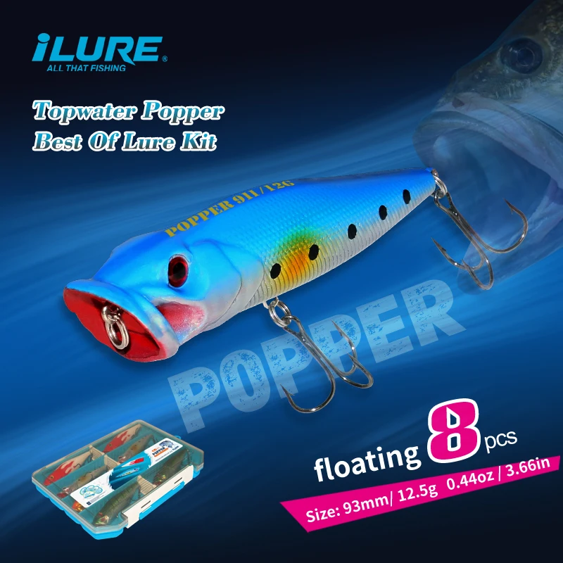 ILURE-señuelo de pesca de 8 piezas, cebo duro Artificial, Wobblers, Crankbait flotante, aparejos de trucha y lubina, 12,5g 93mm - imagen 4
