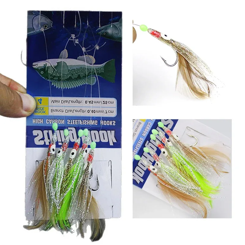 Sabiki Bravmack con Plumas Luminosas para Calamar y Macarela