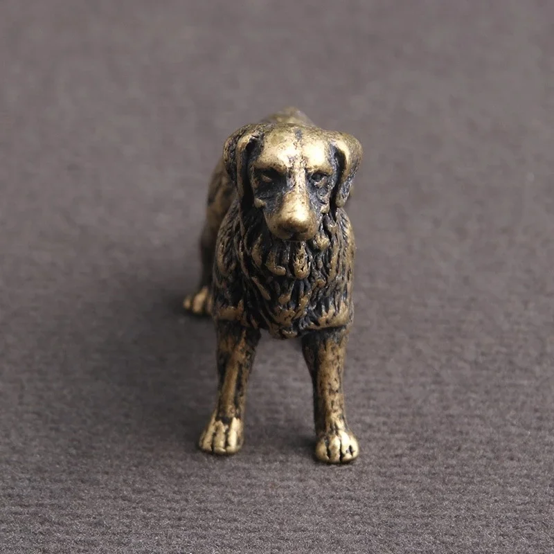Figuritas de hound de cobre antiguo, adornos de escritorio en miniatura, Animal del zodiaco, perro, estatua pequeña, té, mascota, decoraciones para el hogar, artesanías para cachorros - imagen 3