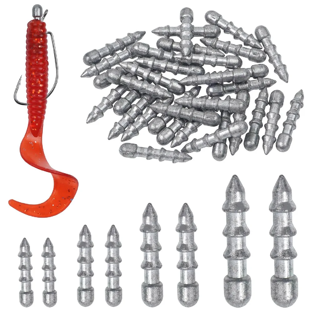 20 piezas pesas para uñas, plomo, señuelo de gusano, inserto de peso, plomos de pesca, aparejo loco, trucha, pesca de lubina, aparejo Neko, aparejos de pesca