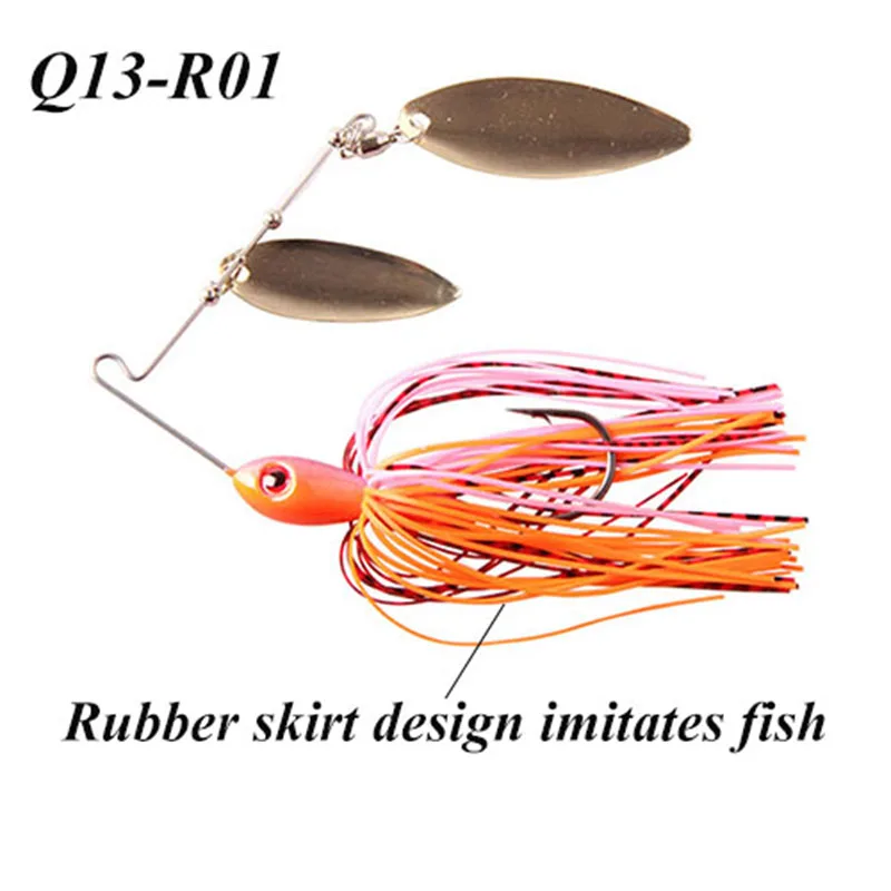 Cebos giratorios de doble hoja de sauce personalizados, Lutac, 7g, 10g, cabeza de plantilla de Metal con falda de silicona, de pesca de agua salada fresca señuelo, venta al por mayor - imagen 4