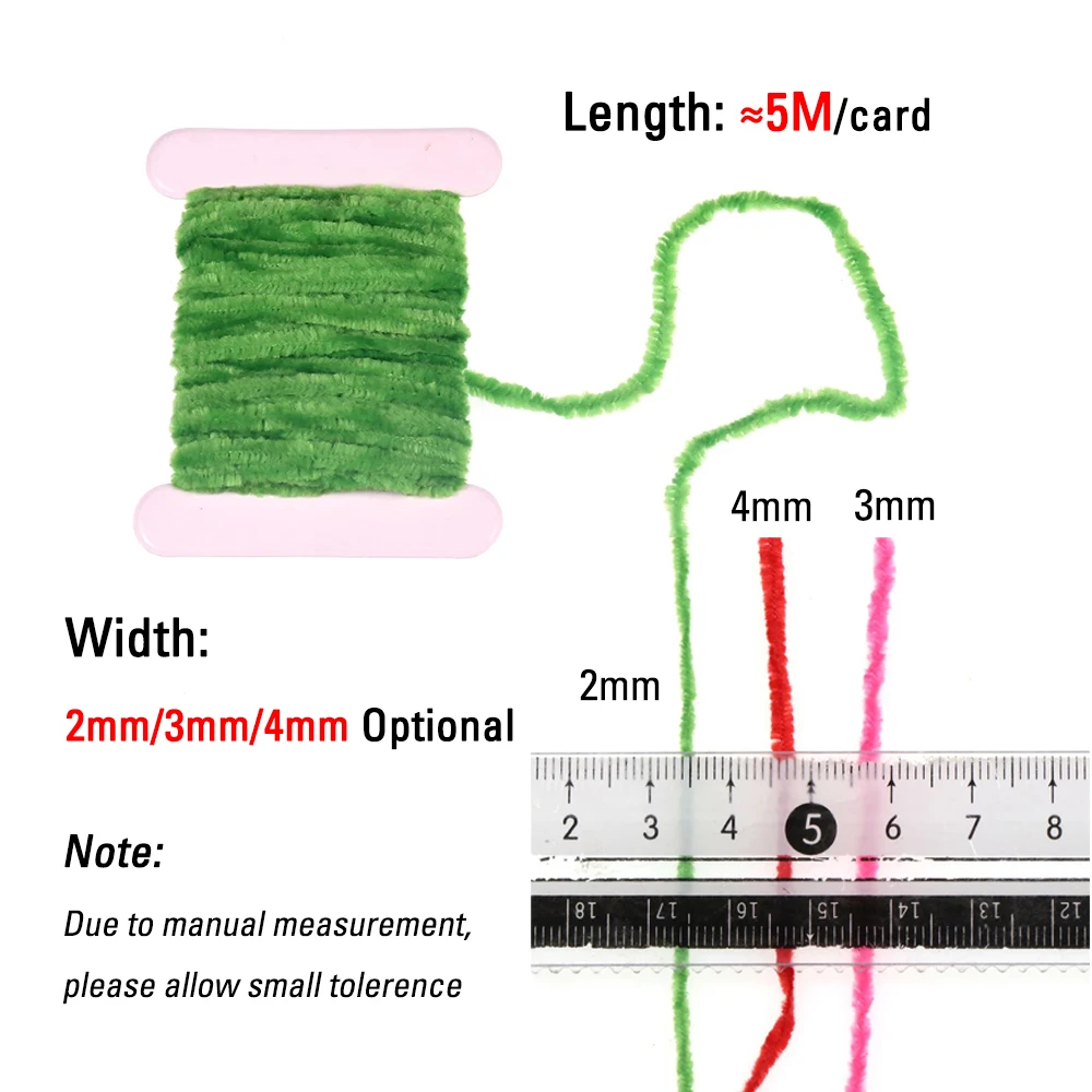 ICERIO 2 tarjetas/10M 2mm 3mm 4mm pesca con mosca atado Chenllie hilo para Wolly Bugger gusano moscas Ninfa patrón Leech Streamer señuelo cebo - imagen 3