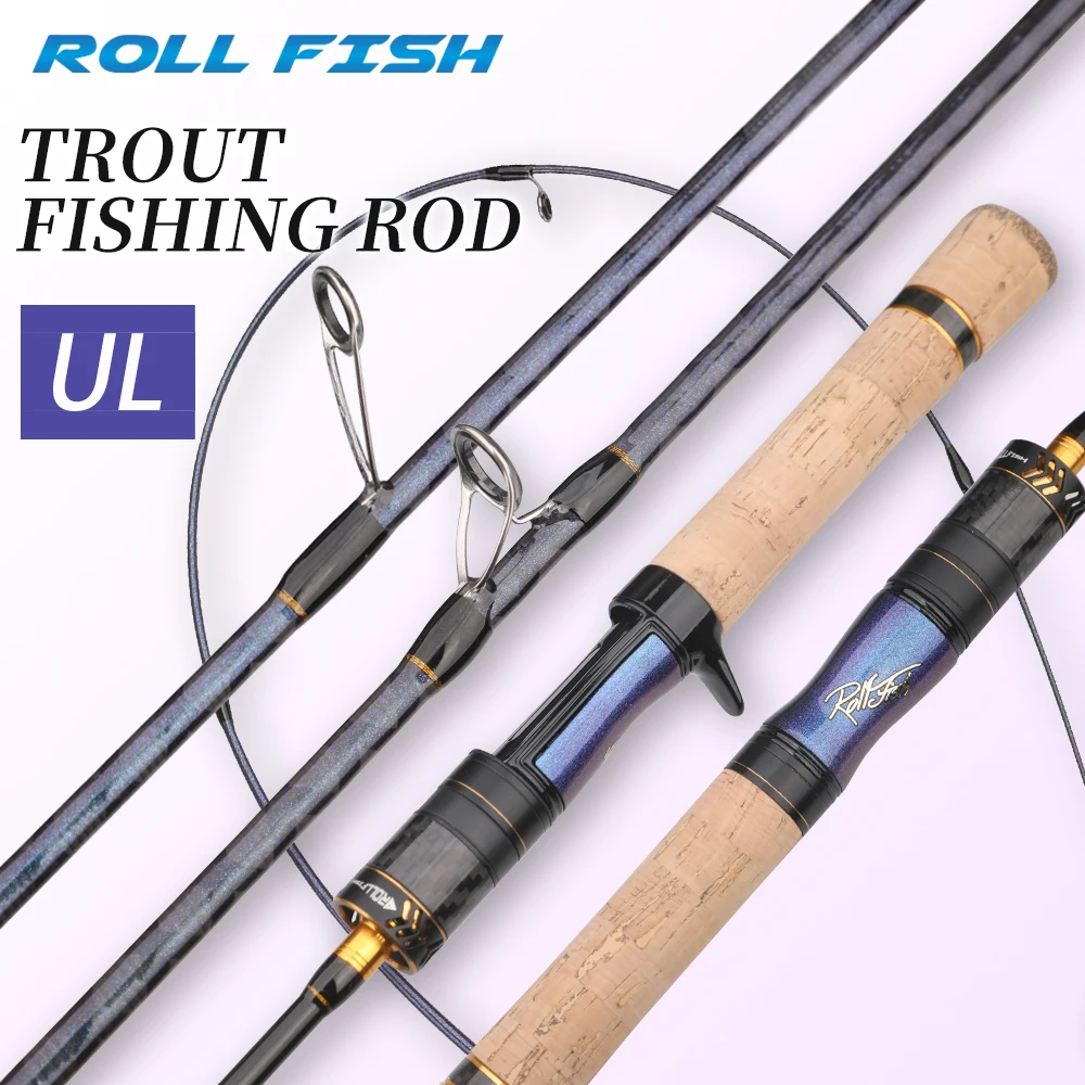 ROLLFISH UL caña de pescar de trucha fibra de carbono fundición giratoria caña de pescar de agua dulce súper suave 1,68-1,98 m acción rápida - imagen 2