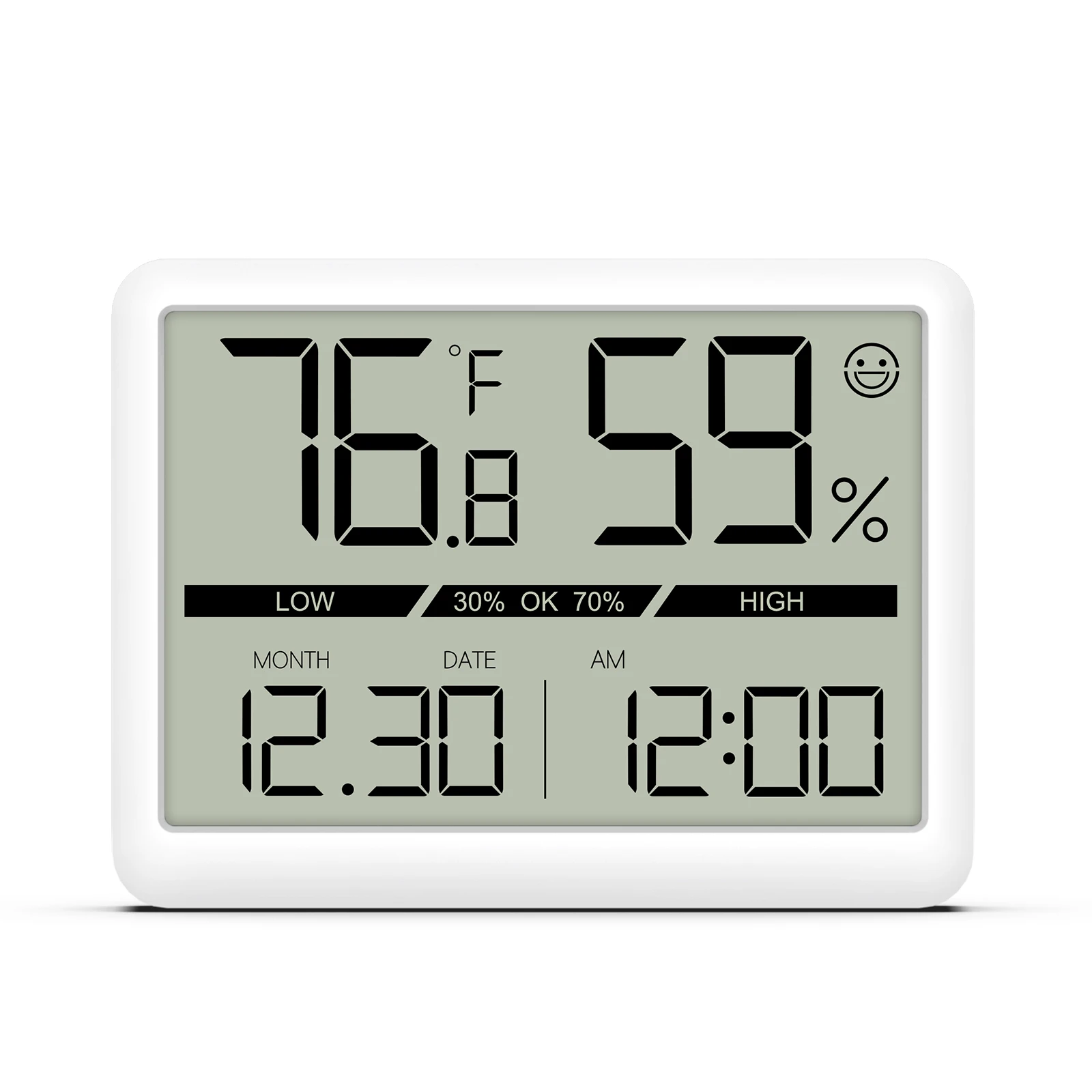 ORIA Higrómetro digital con termómetro y reloj LCD