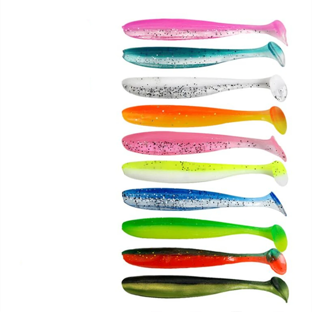 Señuelos blandos de 55mm y 70mm con cola en T, aparejos de pesca de doble Color, Lucio, Swimbait de silicona - imagen 2