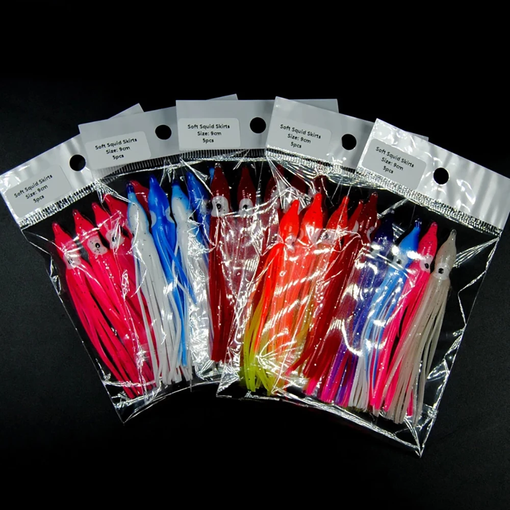 ICERIO-SEÑUELOS luminosos para pesca, cebo de plástico suave, faldas de pulpo, pesca Al curricán, faldas de calamar, agua salada, 2 paquetes - imagen 5