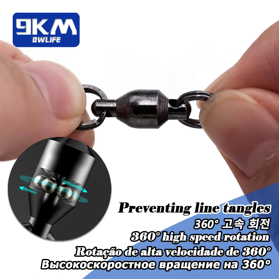Conectores giratorios 9KM de acero – bola negra para agua salada - imagen 5