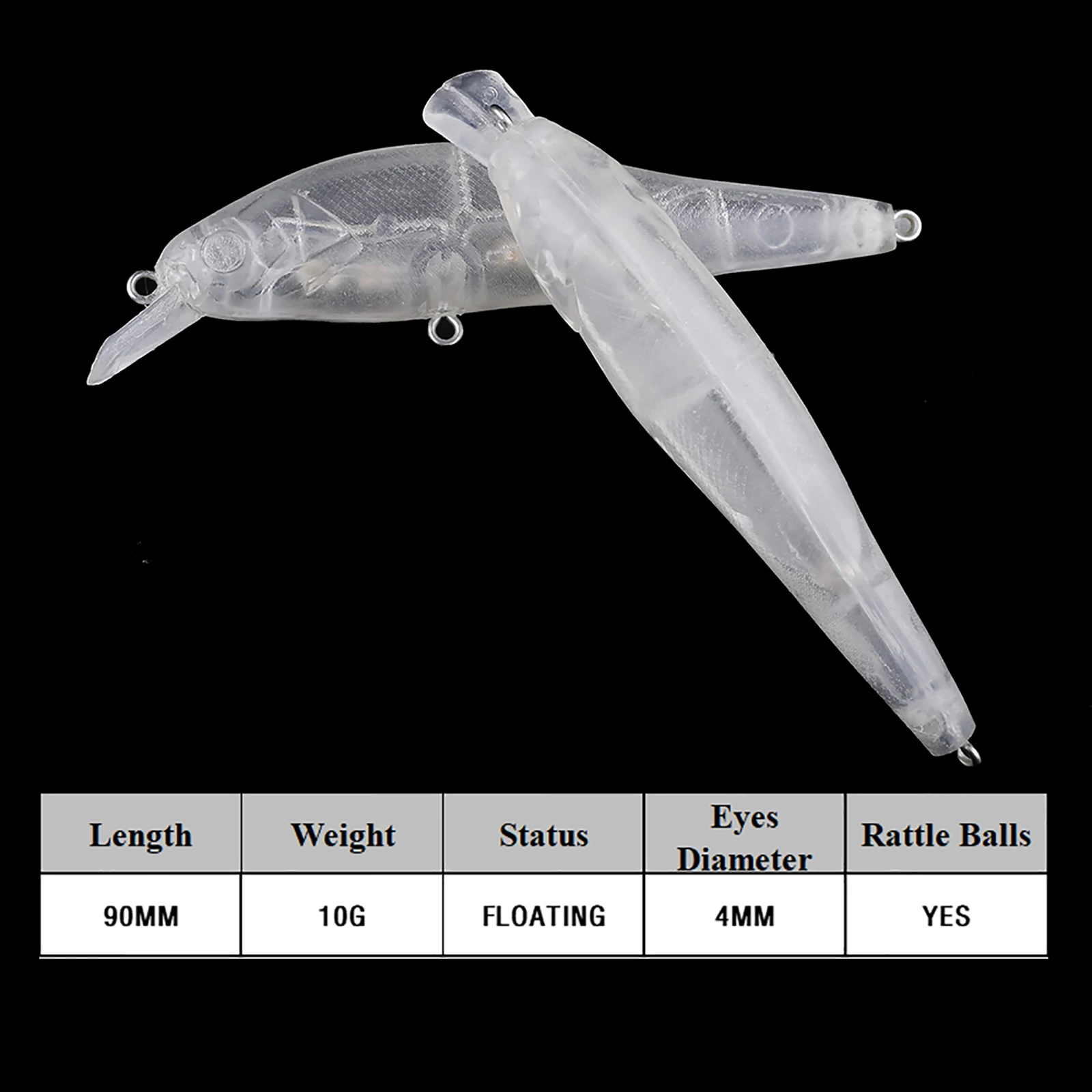 Chan'sHuang 20 piezas cebo en blanco sin pintar 10g/90mm sonajero flotante Minnow DIY hecho a mano señuelo de pesca Artificial aparejos - imagen 2