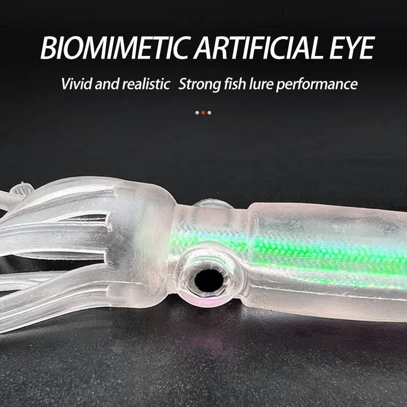 Falda de calamar de pulpo de 3 piezas, señuelo de pesca suave, gusano de sábalo de goma brillante, Swimbait de silicona Artificial - imagen 3