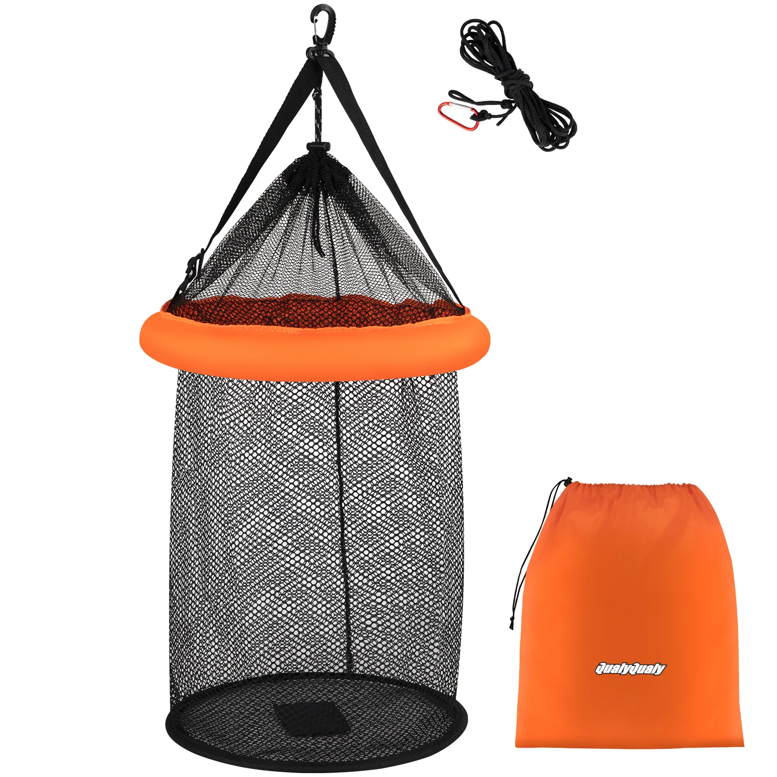 1 Uds. Red de pesca para peces, camarones, naranja, redes flotantes de almacenamiento de aterrizaje, malla plegable portátil, jaula para cesta de pesca de pulpo - imagen 5