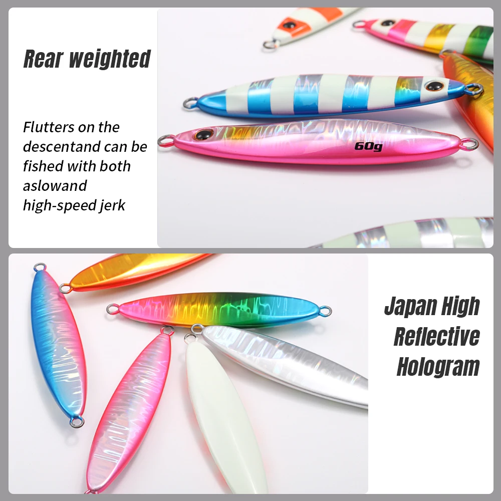 CASTFUN 20g 30g 40g 60g plantillas de paso lento plantilla de Metal de fundición larga señuelo de Jigging de orilla Señuelos de pesca de mar cebo Artificial - imagen 5