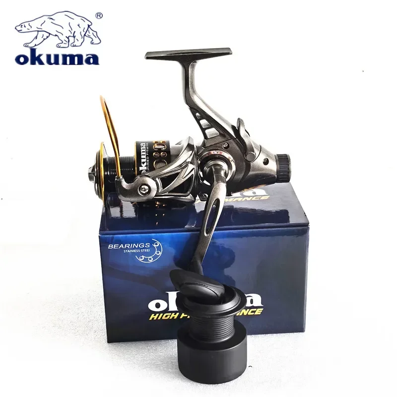 OKUMA-Rueda de pesca con freno delantero y trasero de doble liberación, carrete de pesca de arrastre máximo de 12Kg, 4,9: 1, alta velocidad, 3000-6000 - imagen 5