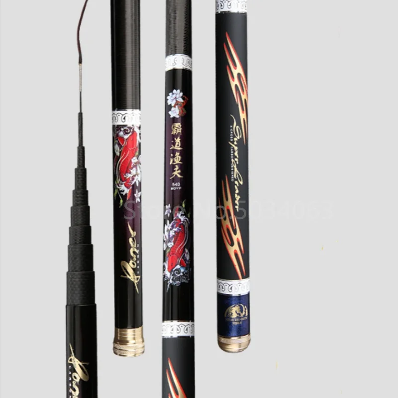 Caña de pescar telescópica de fibra de carbono dura súper ligera de 3,6 M-7,2 M, caña de pescar de alta calidad, depósito para pesca en estanque - imagen 5