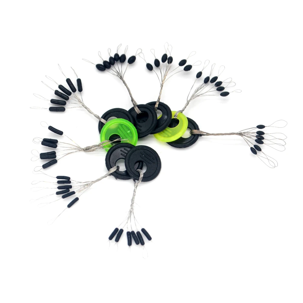 MNFT 100 juegos/600 Uds. Tapón de cuentas de goma para pesca, cilindro ovalado L,M,S,XS, paradas flotantes - imagen 3
