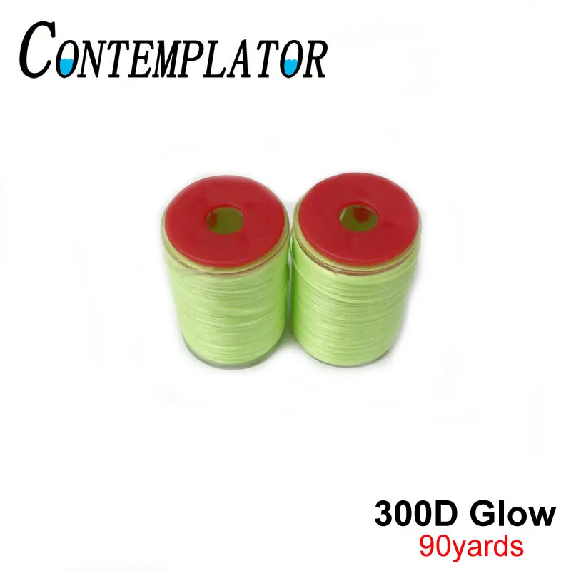 Hilo de atado de moscas 300D, hilo brillante de alta resistencia para Streamer Pike, Línea Verde luminosa, materiales de atado de moscas envueltas en el cuerpo, 90 yardas, 1 unidad