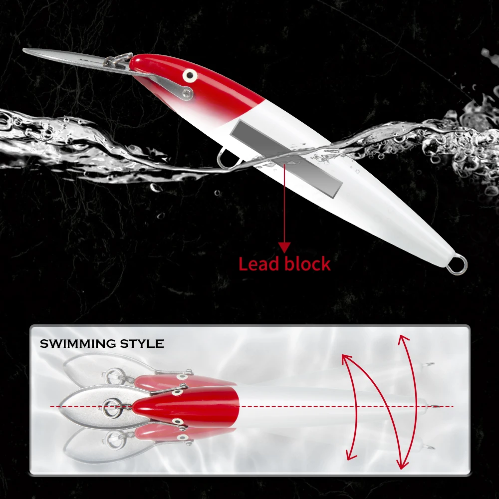 Señuelo de Pesca Hunthouse Minnow Countdown Magnum Wobblers, Hundimiento, Trolling, Cebo Duro, 140 mm, 40 g, Agua Salada, Artificial, para Atún LW440 - imagen 4