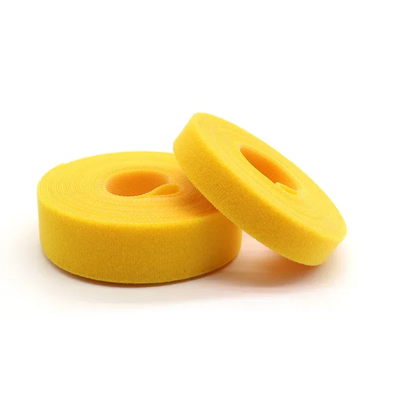 Bridas para cables de 5m/rollo, paquete de bucle reutilizable, correa de nailon amarilla autoadhesiva, organizador, Clip, soporte para cables, cinta de sujeción de gestión - imagen 5