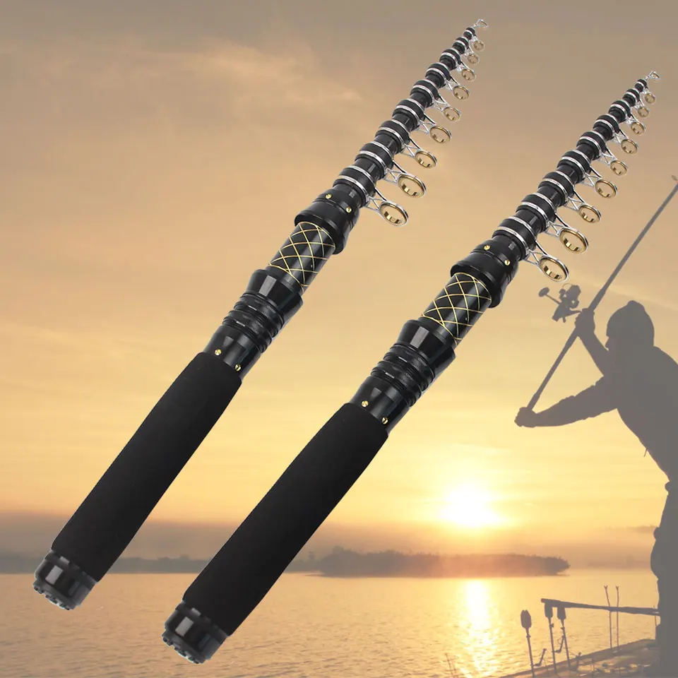 Caña de pescar de bolsillo portátil, 2,1 M/2,4 M/2,7 M/3M, caña de mar telescópica de fibra de carbono, acción rápida, sensible, ligera, fundición precisa - imagen 2