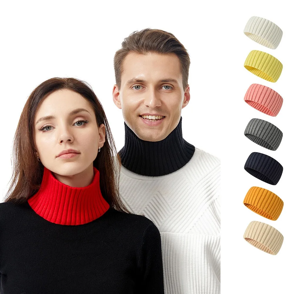 Diadema de punto ancha informal, diademas deportivas suaves de Color sólido, diadema elástica cálida transpirable Unisex - imagen 2
