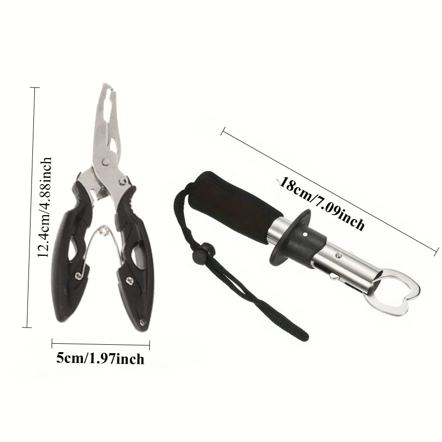 Kit herramientas pesca acero inoxidable – Controlador, pinzas, removedor - imagen 3