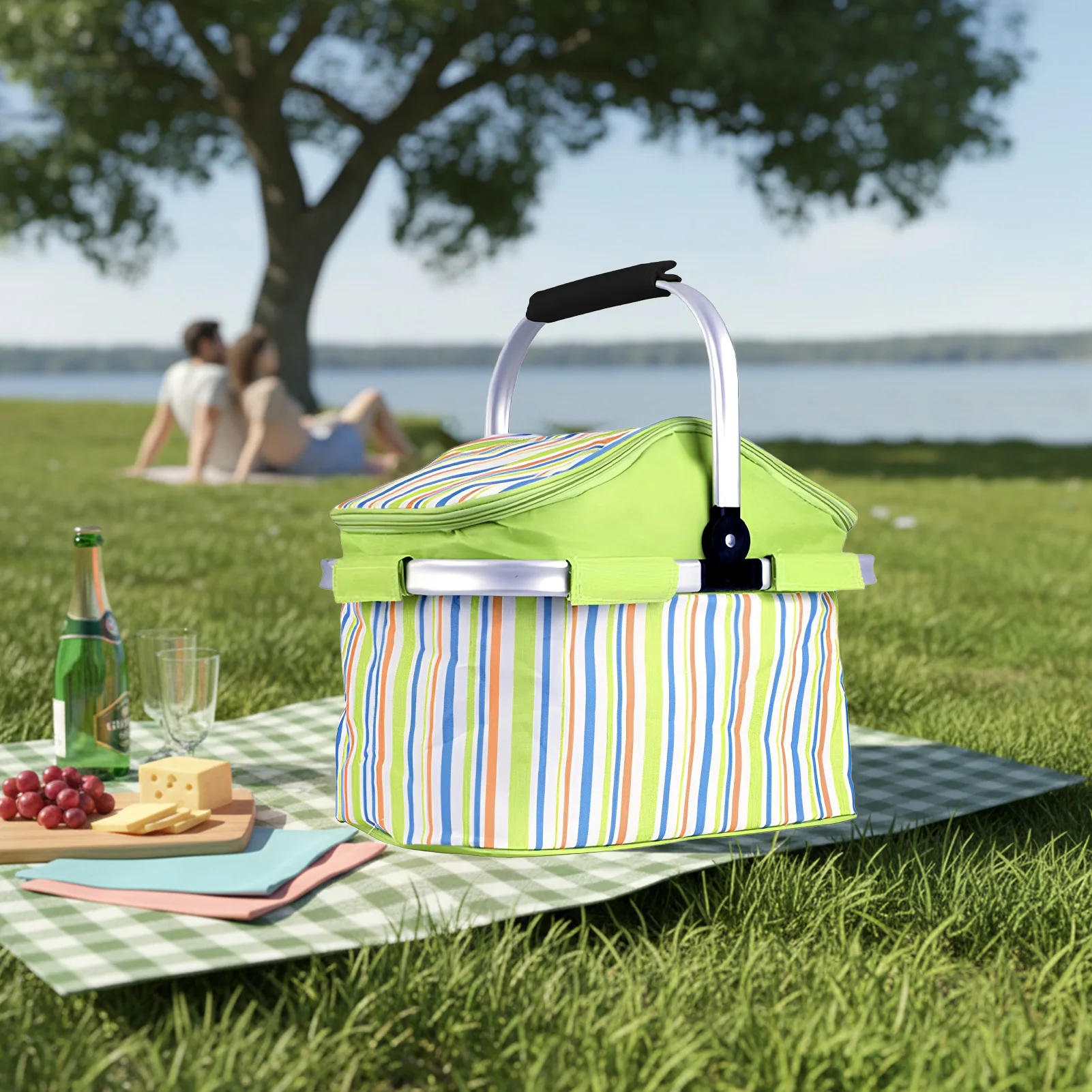 Bolsa de Picnic de gran capacidad, bolsa de mano con aislamiento para exteriores, para invierno y verano, fiambrera, bebidas, caja de almacenamiento de alimentos para acampar al aire libre - imagen 2