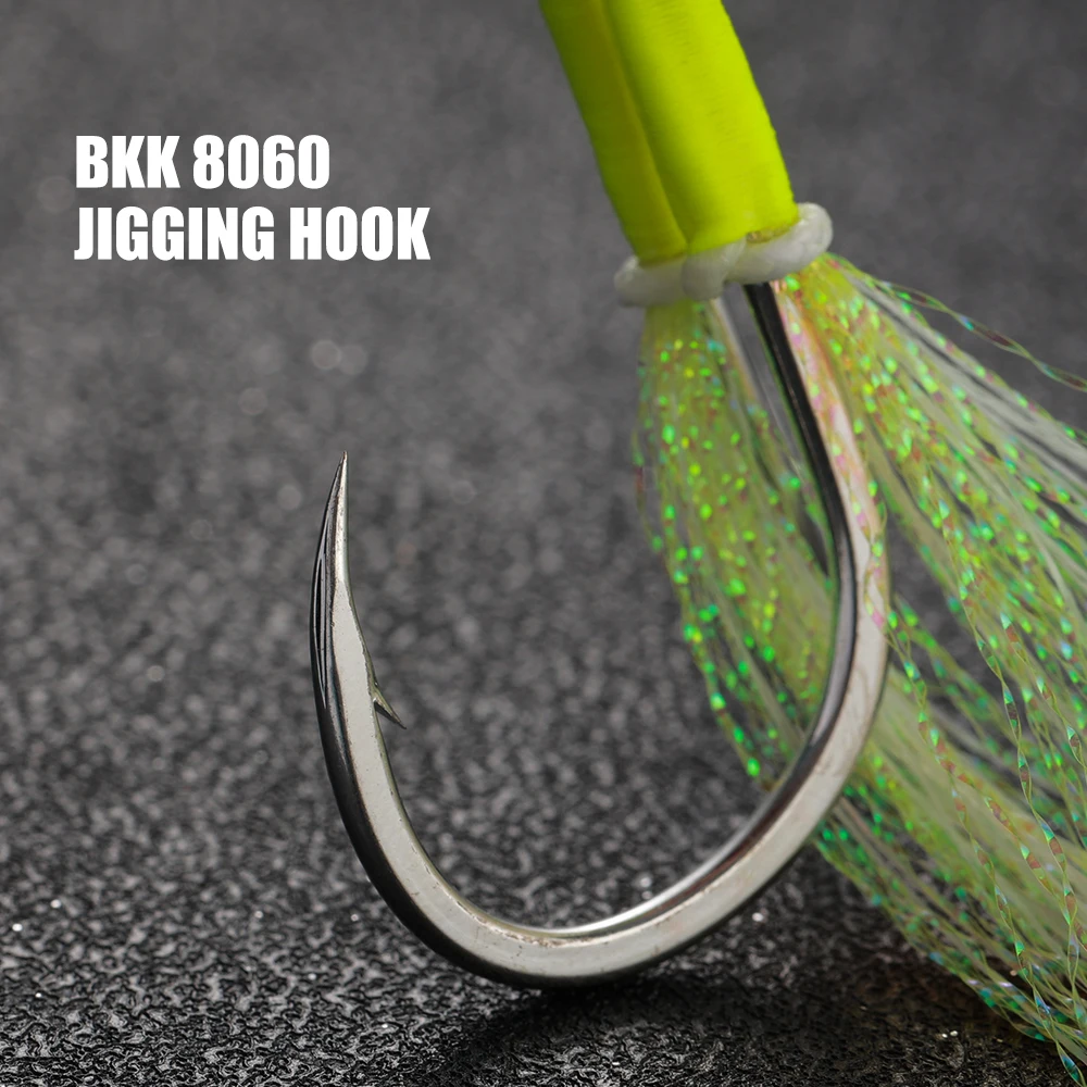 Jiggingpro 1/0 2/0 3/0 4/0 aparejos de pesca de mar anzuelo de pesca de Jigging lento anzuelos de doble asistencia brillantes - imagen 5